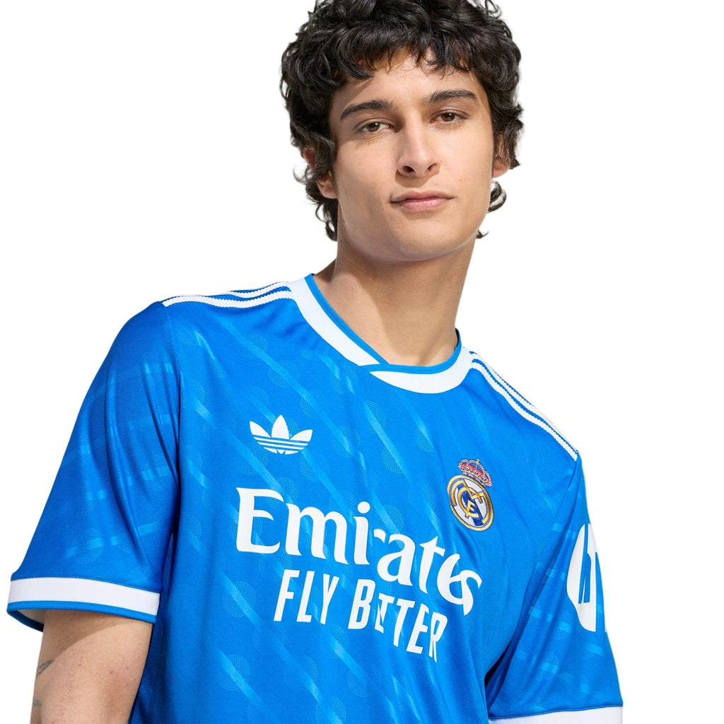 adidas Rudiger Men's Real Madrid Third Jersey 25/26 w/ Champions League Patches (Blue/White)