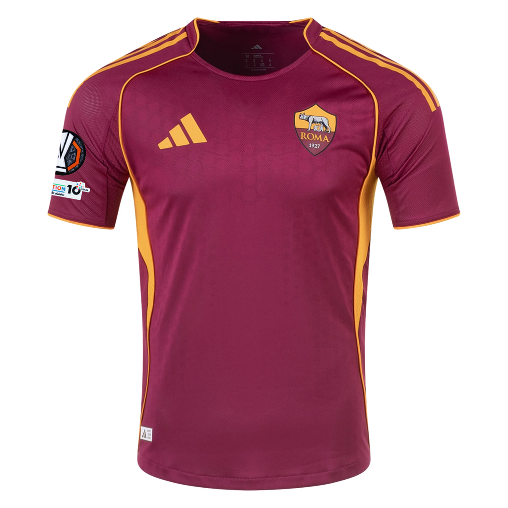 adidas Roma Authentic Mehmet Zeki Çelik Home Jersey w/ Europa League Patches 25/26 (Burgundy)