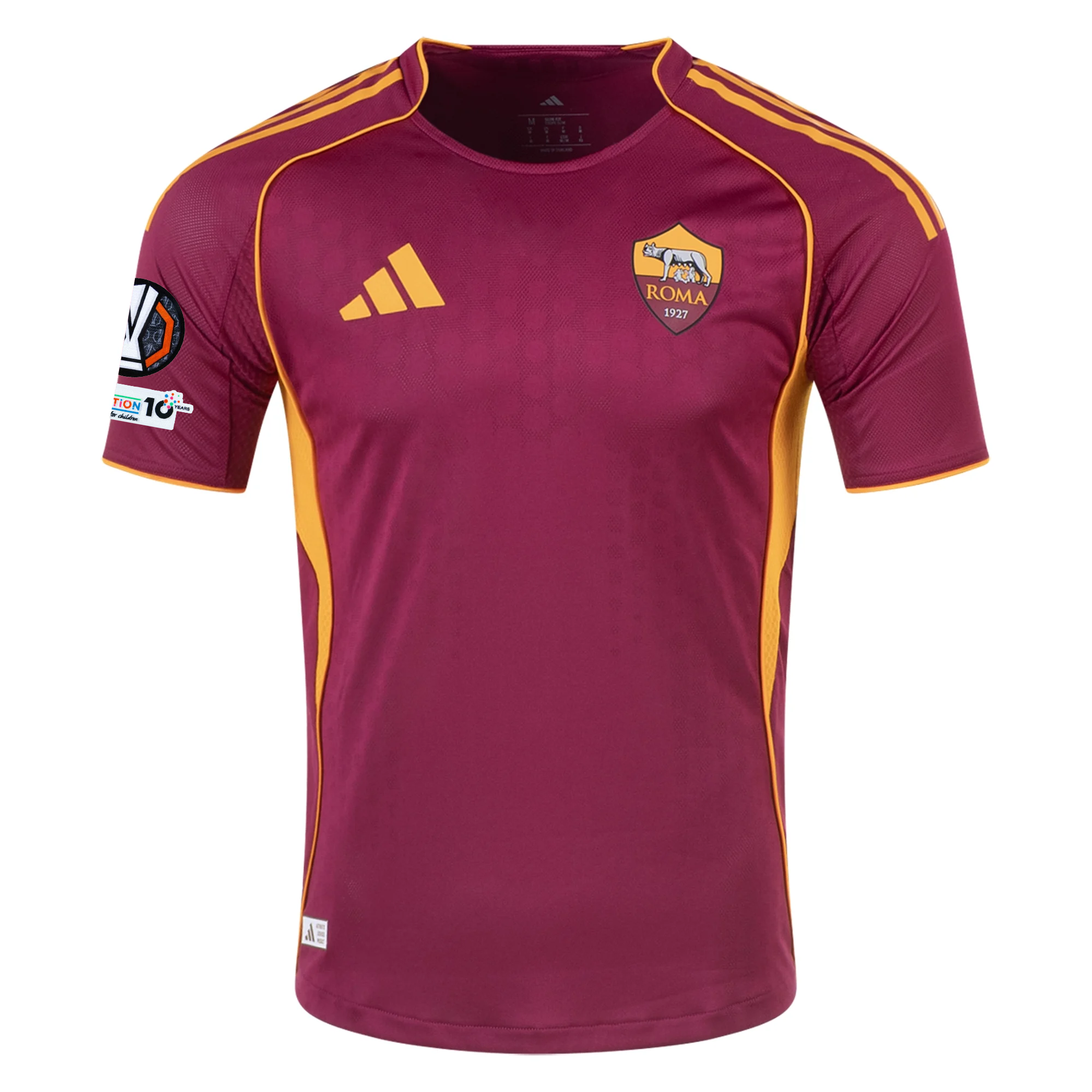 adidas Roma Authentic Mehmet Zeki Çelik Home Jersey w/ Europa League Patches 25/26 (Burgundy)