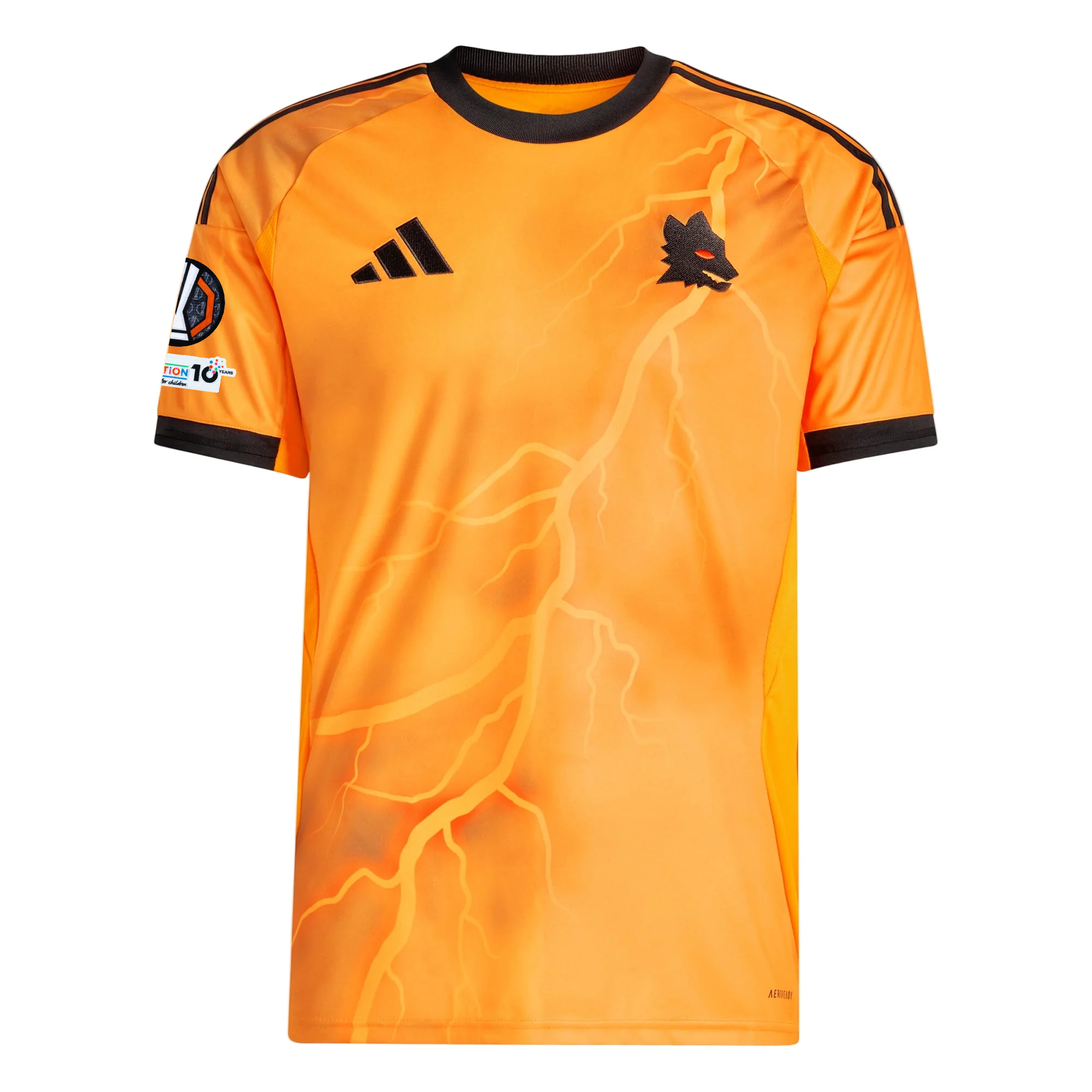adidas Roma Devyne Rensch Away Jersey w/ Europa League Patches 25/26 (Orange/Black)