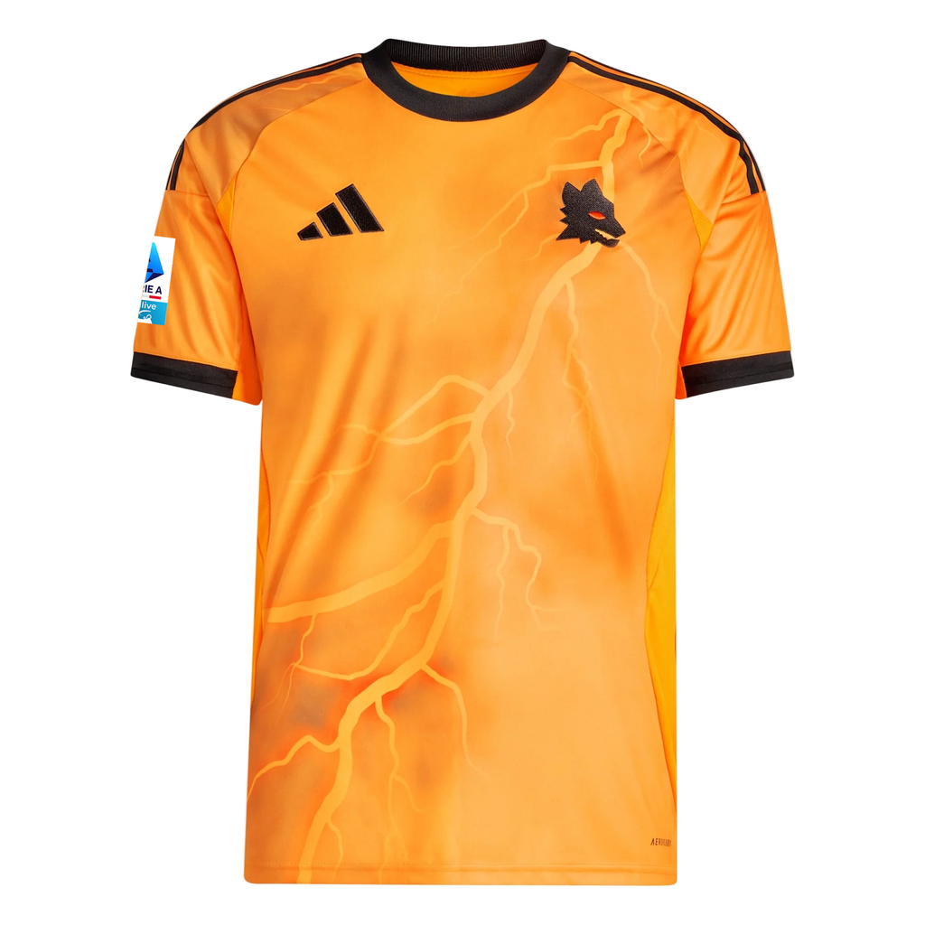 adidas Roma Wesley França Away Jersey w/ Serie A Patch 25/26 (Orange/Black)