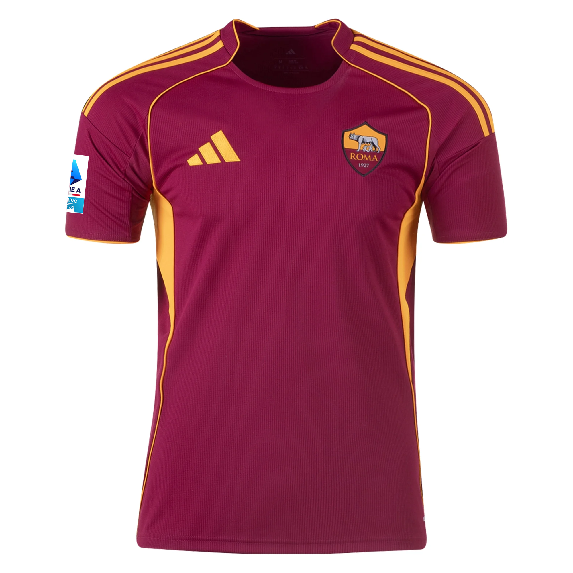 adidas Men's Roma Zeki Çelik Home Jersey w/ Serie A Patch 25/26 (Burgundy)