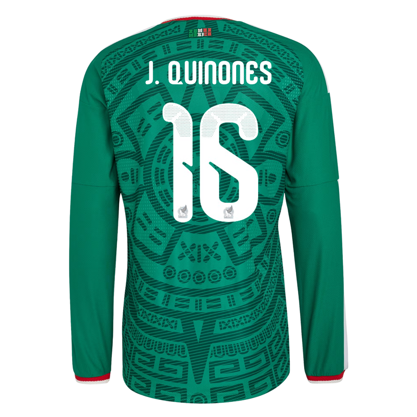 adidas Men's J. Quinones Mexico Long-Sleeve Authentic Home Jersey 2026 (Bold Green)