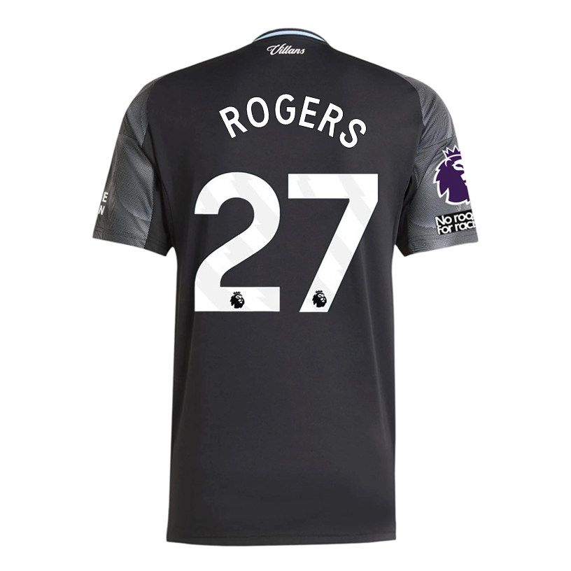 adidas Rogers Men's Aston Villa 25/26 Away Jersey w/ EPL + NRFR Patches (Black/Global Blue)