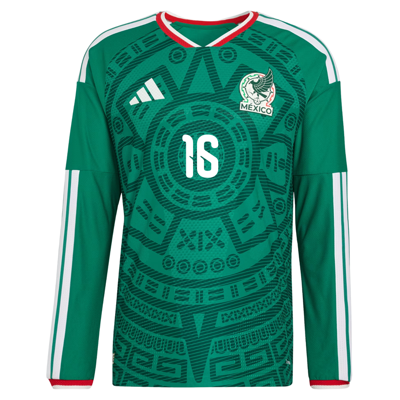 adidas Men's J. Quinones Mexico Long-Sleeve Authentic Home Jersey 2026 (Bold Green)