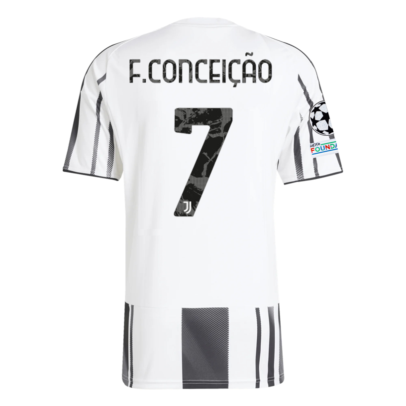 adidas Juventus F. conceicao Home Jersey w/ Champions League Patches 25/26 (White/Black/Pink)