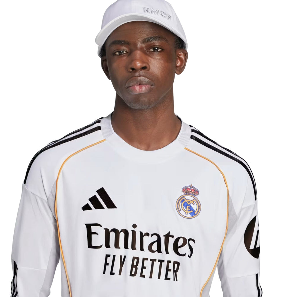adidas Real Madrid Rudiger Long Sleeve Home Jersey w/ Intercontinental + Champions League Patches 25/26 (White)