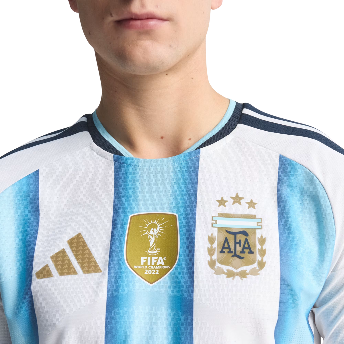 adidas Men's Argentina Long Sleeve Authentic Home Long Sleeve Jersey 2026 (White/Icey Blue/Light Blue)