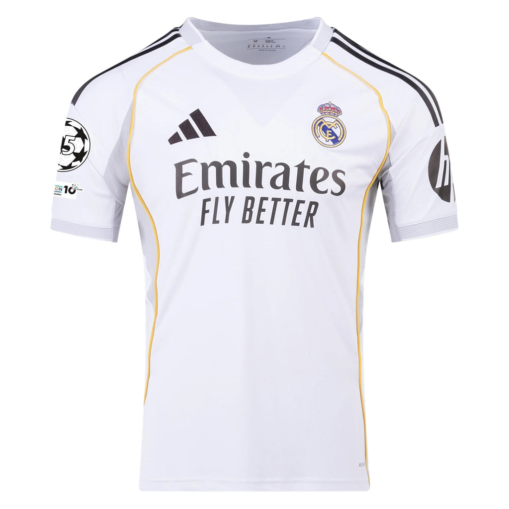 adidas Rodrygo Real Madrid 25/26 Home Jersey w/ Champions League Patches (White)