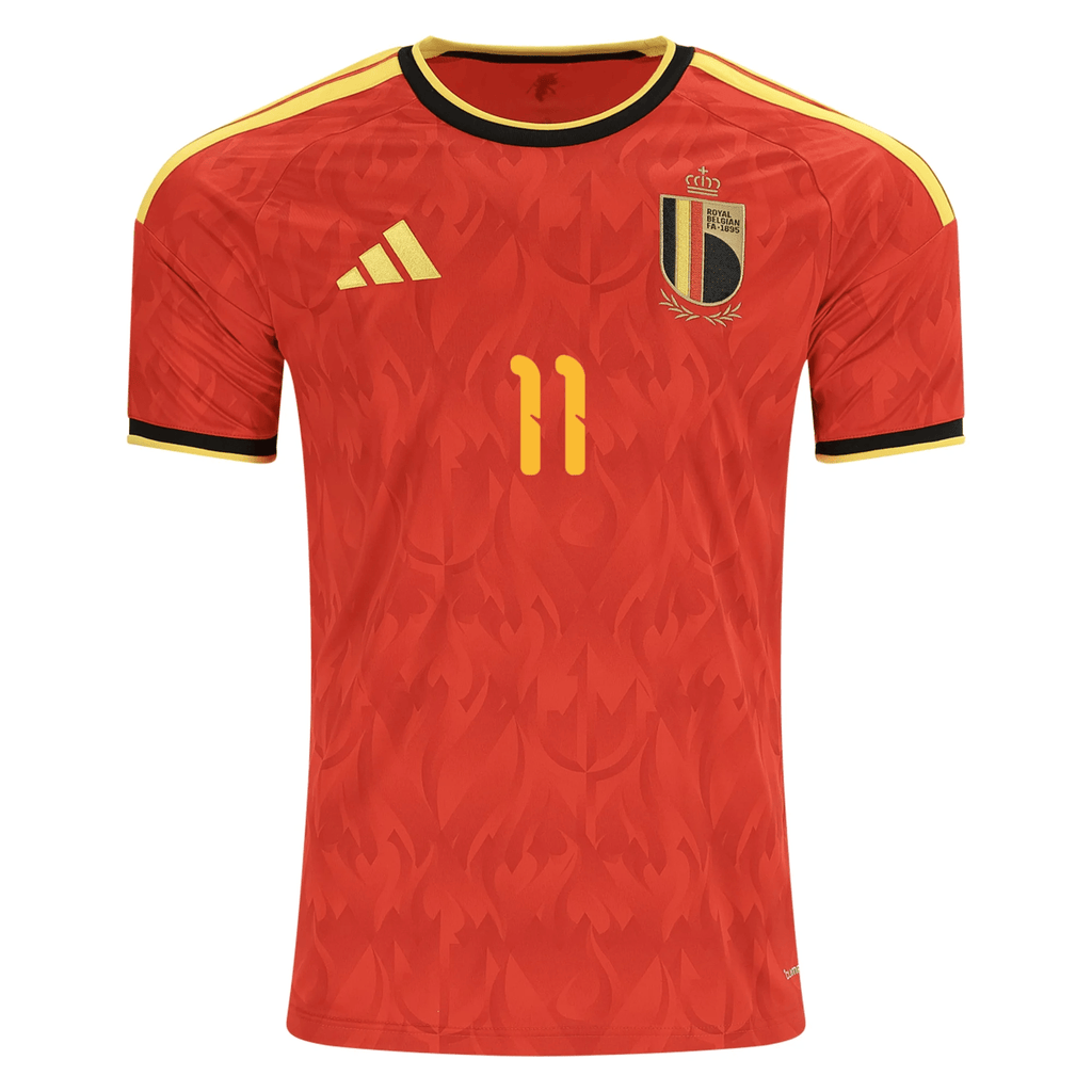 adidas Men's Belgium Jérémy Doku Home Jersey 2026 (Red/Bold Gold)