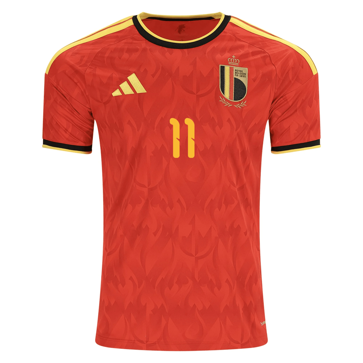 adidas Men's Belgium Jérémy Doku Home Jersey 2026 (Red/Bold Gold)