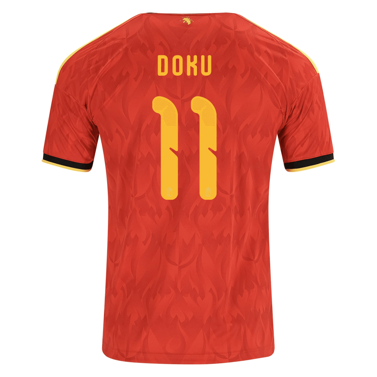 adidas Men's Belgium Jérémy Doku Home Jersey 2026 (Red/Bold Gold)