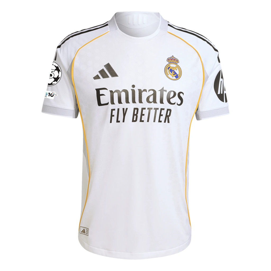 adidas Arda Guler Real Madrid Authentic Home Jersey 25/26 w/ Champions League Patches (White)