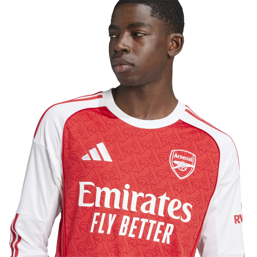adidas Arsenal Eberechi Eze Long Sleeve Home Jersey w/ EPL + No Room For Racism Patches 25/26 (Better Scarlet/White)
