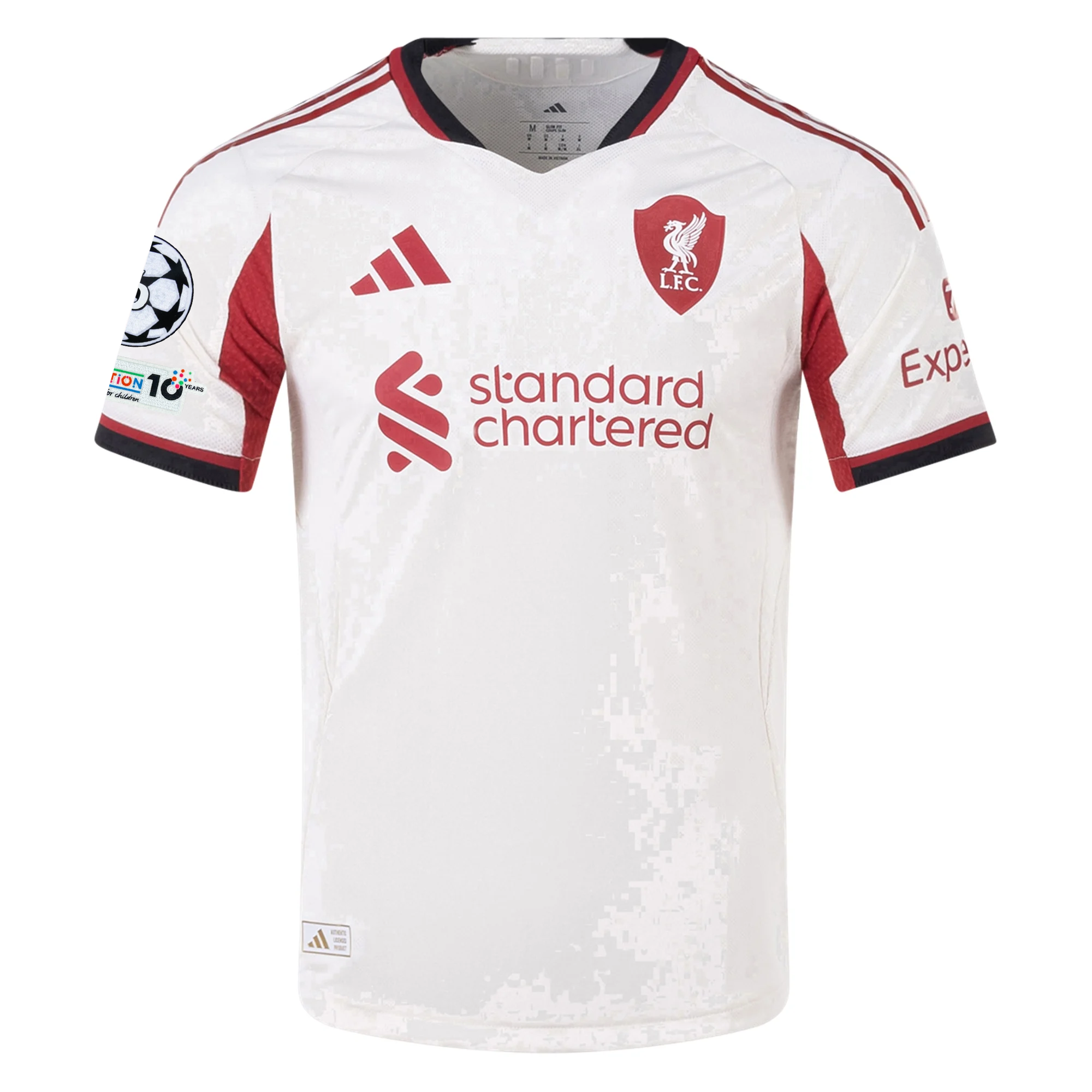 adidas Men's Liverpool Authentic Alexander Isak Away Jersey w/ Champions League Patches 25/26 (Wonder White)