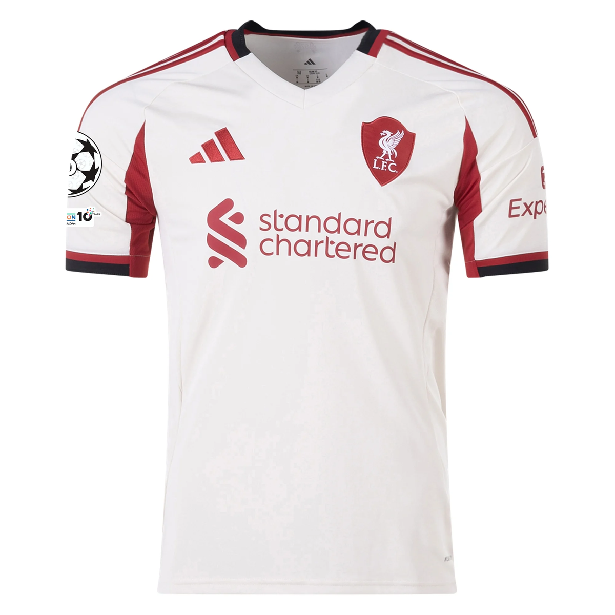 adidas Men's Liverpool Away Jersey w/ Champions League Patches 25/26 (Wonder White)