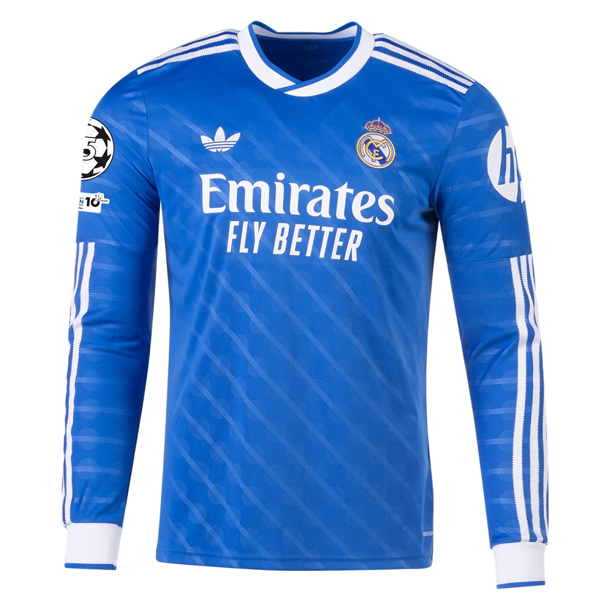 adidas Men's Real Madrid Vini Jr. Long Sleeve Third Jersey w/ Champions League Patches 25/26 (Blue/White)