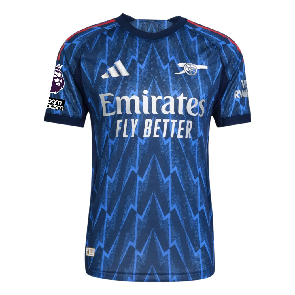 adidas Arsenal Authentic Gabriel Away Jersey w/ EPL + No Room For Racism 25/26 (Indigo/Silver)