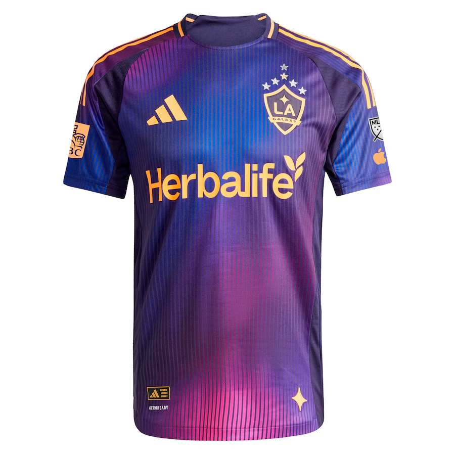 adidas Christian Ramirez LA Galaxy Authentic Away Jersey w/ MLS + Apple TV + RBC Sponsor 25/26 (Purple)
