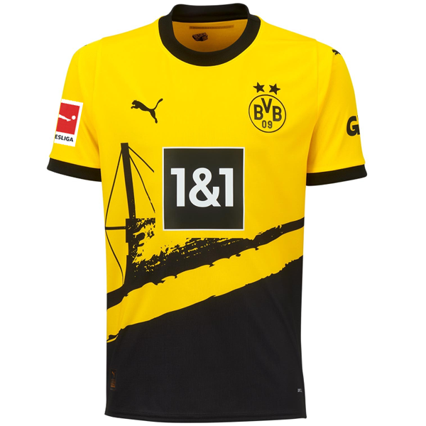 Puma Borussia Dortmund Duranville Home Jersey w/ Bundesliga Patch 23/24 (Cyber Yellow/Puma Black)