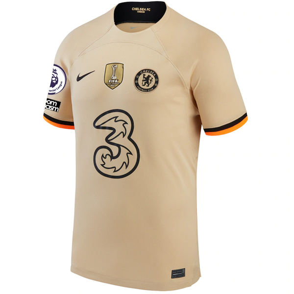 Nike Chelsea Aubameyang Third Jersey w/ EPL + No Room For Racism + Club World Cup Patches 22/23 (Sesame/Black)