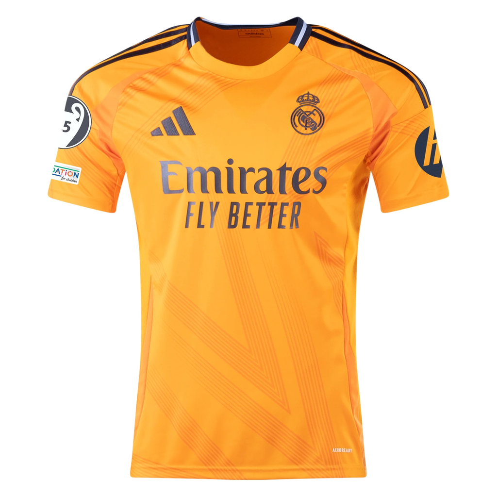 adidas Real Madrid Rodrygo Away Jersey w/ Champions League Patches 24/25 (Crew Orange)