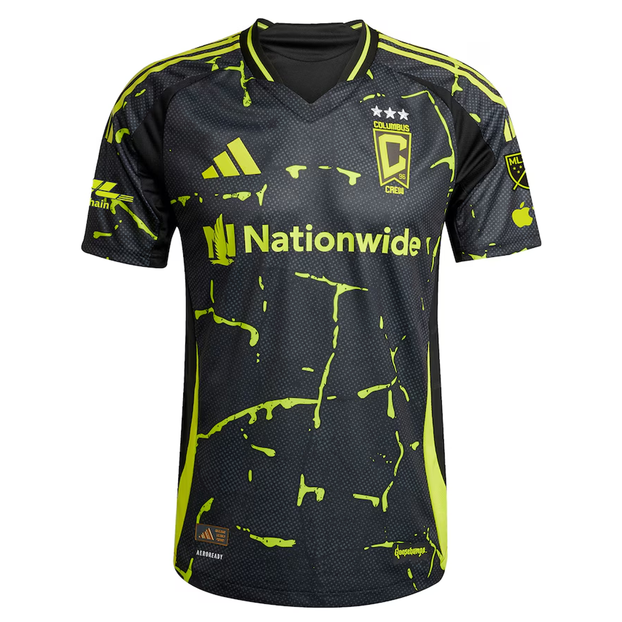 adidas Diego Rossi Columbus Crew Authentic Away Jersey w/ MLS Patches 25/26 (Black/Yellow)