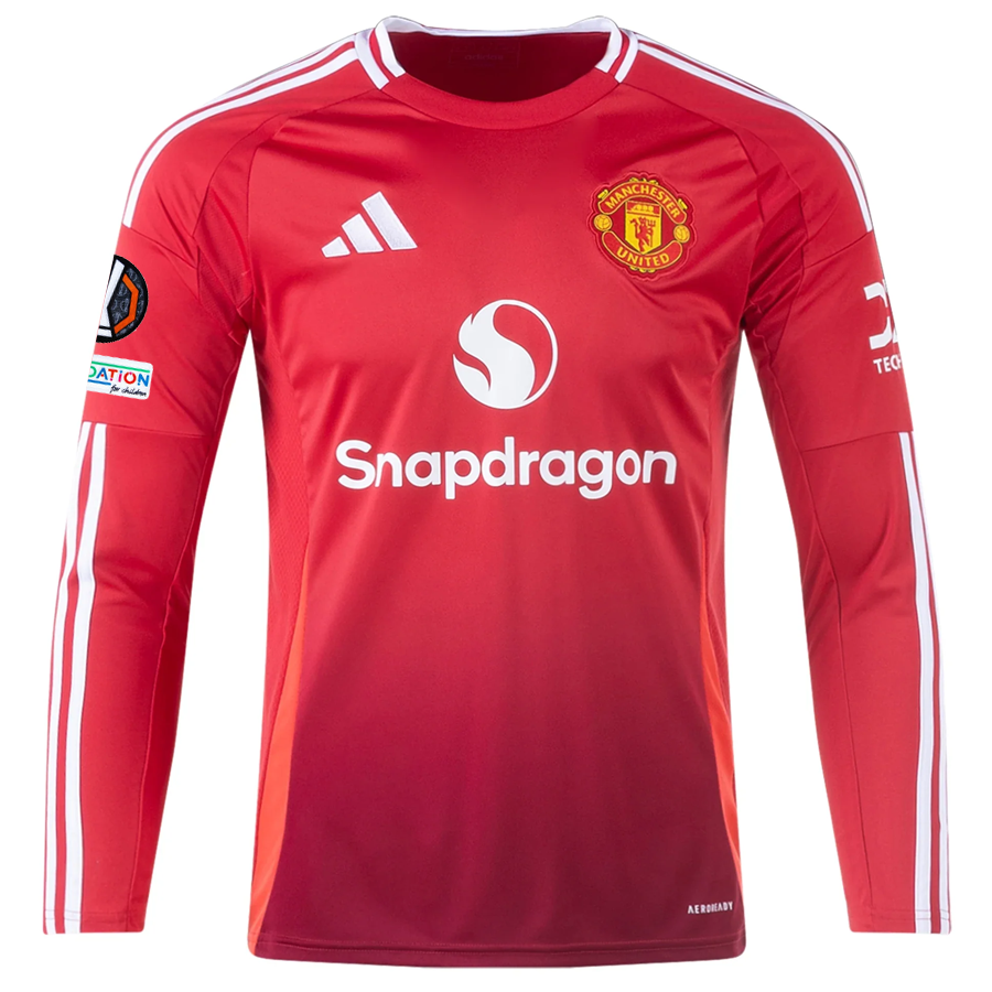 adidas Manchester United Amad Diallo Long Sleeve Home Jersey w/ Europa League Patches 24/25 (Red)