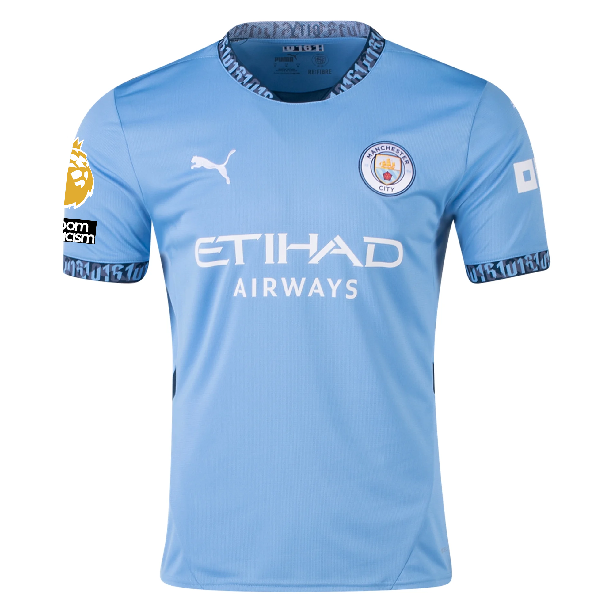 Puma Manchester City Manuel Akanji Home Jersey w/ EPL + No Room For Racism + Club World Cup Patches 24/25 (Team Light Blue/Marine Blue)