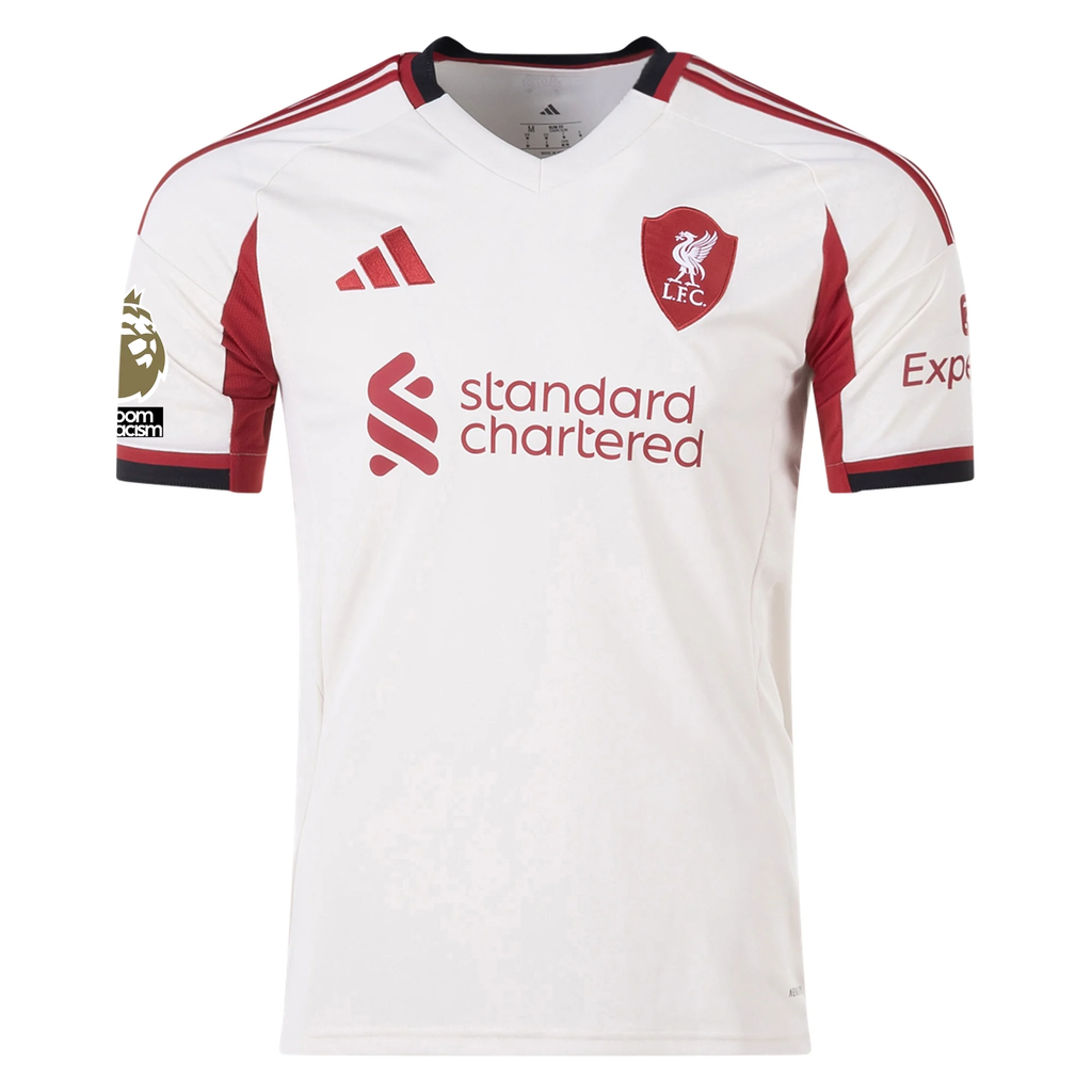 adidas Men's Liverpool Cody Gakpo Away Jersey w/ EPL Champions Patch 25/26 (Wonder White)