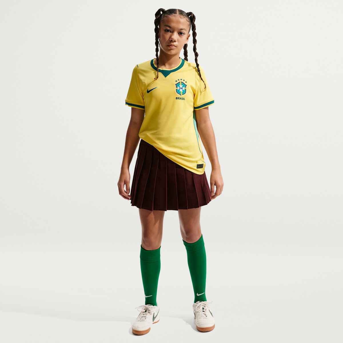Nike Youth Brazil Home Stadium Jersey 2026 (Yellow Canary/Teal)