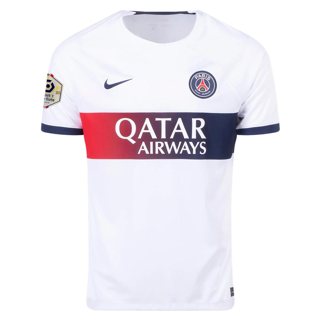 Nike Paris Saint-Germain Ousmane Dembele Away Jersey w/ Ligue 1 Patch 23/24 (White/Midnight Navy)