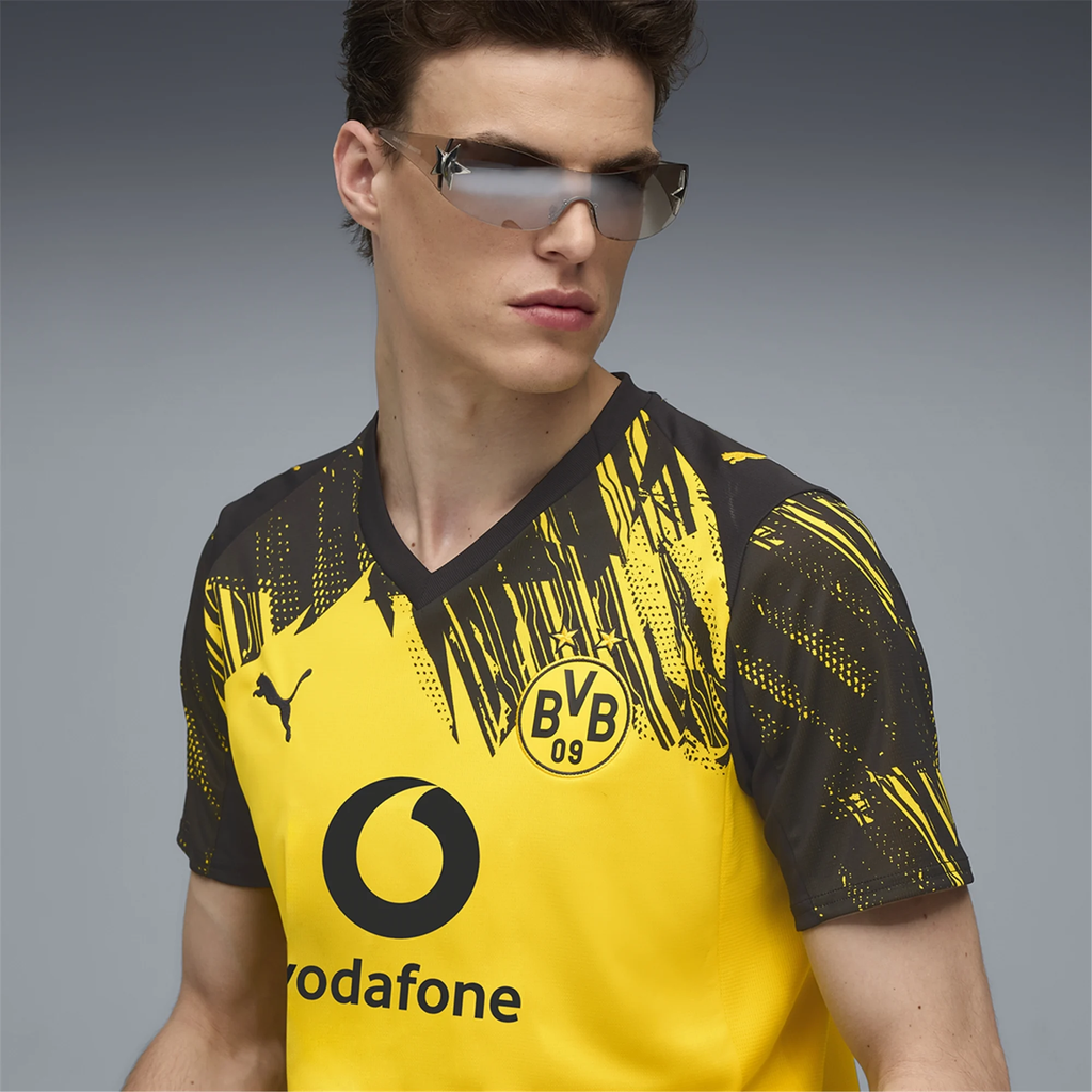 Puma Men's BVB Dortmund Home Jersey w/ Bundesliga Patch 25/26 (Faster Yellow/Black)